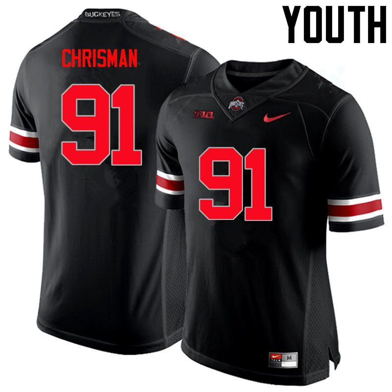 Youth Ohio State Buckeyes #91 Drue Chrisman College Football Jerseys Limited-Black